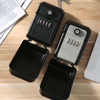 Caja de seguridad con cerradura de contraseña para montar en la pared, con código de 4 dígitos que se puede cambiar y la llave también se puede usar para abrir. Equipada con llaves.