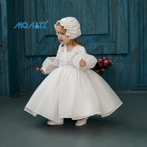 Robes de baptême pour bébé fille, nouvelle collection Meiqiai, dentelle blanche, manches longues, avec chapeau L3105xz - Product Image 4