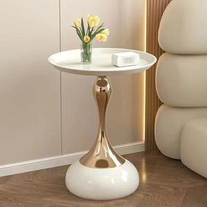 <span class=keywords><strong>Table</strong></span> Basse Mobile Ronde en Métal Rétro Simple, Style Nordique, Portable, Luxe Moderne pour Salon et Chevet de <span class=keywords><strong>Chambre</strong></span> - Product Image 5