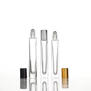 10ml Glass Roll on <b>Bottles</b> Square Matte Black White Transparent Essential Oil Perfume <b>Bottle</b> <b>Plastic</b> Roller for Face Cream - Product Image 1