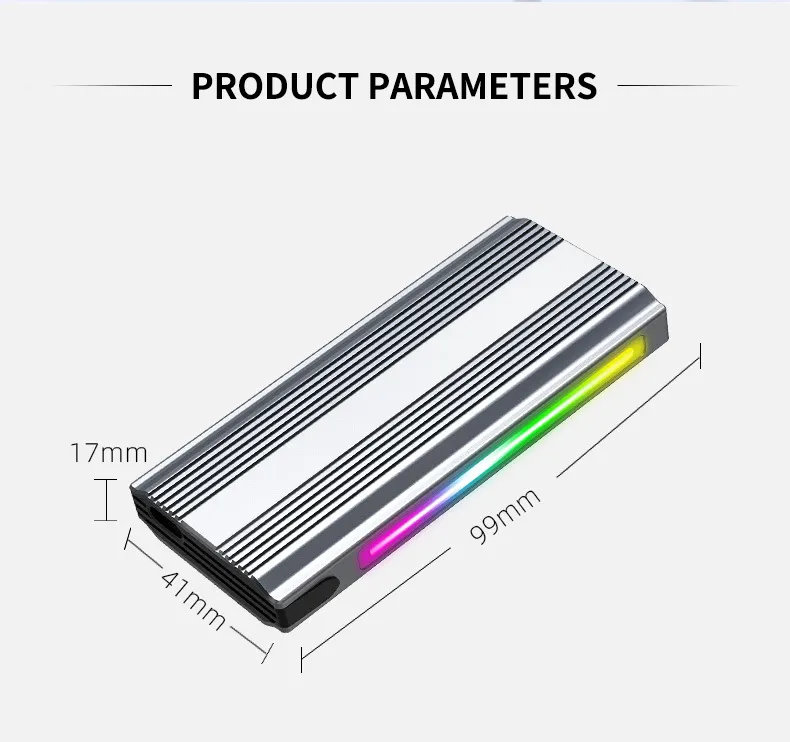 M9-RGB मोबाइल हार्ड डिस्क बॉक्स टाइप-C/3.1SSD सॉलिड स्टेट nvme20G/10G डुअल प्रोटोकॉल हार्ड डिस्क बॉक्स 3.2