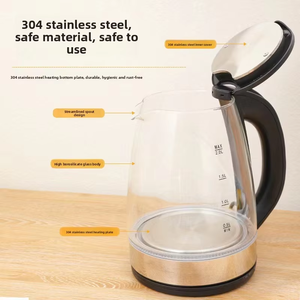 Hervidor de Agua Eléctrico de Vidrio 1.7L con Enchufe Europeo, Apagado Automático, Base de Acero Inoxidable, Cuerpo Transparente, Visibilidad del Ebullición, Para Hogar y Fábrica - Product Image 4