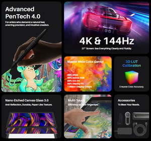 Tableta de Dibujo con Pantalla Táctil Huion <span class=keywords><strong>Kamvas</strong></span> <span class=keywords><strong>Pro</strong></span> 27 <span class=keywords><strong>4K</strong></span> 144Hz, Monitor de Dibujo Gráfico para Arte Digital, Animación y Diseño con Soporte para Lápiz - Product Image 2