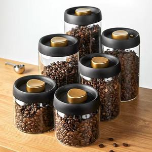 Barattolo di Conservazione per Alimenti dal Design Moderno - Contenitore in <span class=keywords><strong>Vetro</strong></span> <span class=keywords><strong>Sottovuoto</strong></span> Antiumidità per Chicchi di Caffè, Polvere di Caffè, Tè in Cucina - Product Image 1