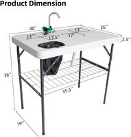 Table de nettoyage portable en plastique HDPE pour l'extérieur, durable à vie