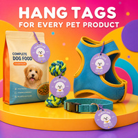 Étiquette personnalisée pour animaux de compagnie, forme ronde, découpée, en carton texturé 400 g/m², avec logo en relief, pour salon de toilettage, boutique, marque de vente au détail