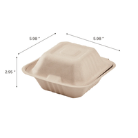Contenant alimentaire jetable compostable en bagasse de canne à sucre de 6 pouces, type clamshell, fournitures biodégradables pour plats à emporter