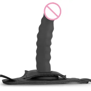 Tiên tiến unisex dây đeo-on khai thác Kit với 7 inch g-spot dildo, dành cho người lớn quan hệ tình dục Đồ chơi nữ Silicone đen dildo cho người phụ nữ dây đeo