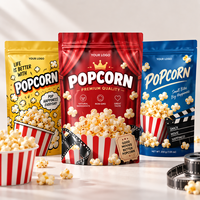 Vente en gros sacs de pop-corn rouge sac d'emballage alimentaire en mylar avec logo personnalisé