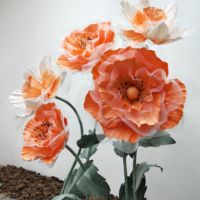 Kunstmatige reuzenbloem van oranje klaproos voor etalage- en winkeldecoratie