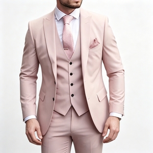 Traje de <span class=keywords><strong>Hombre</strong></span> de <span class=keywords><strong>3</strong></span> <span class=keywords><strong>Piezas</strong></span> Rosa de Lujo Personalizado de Fábrica OEM ODM, Chaqueta, Chaleco y Pantalones Ajustados, <span class=keywords><strong>Terno</strong></span> Formal para Ocasiones Especiales - Product Image 4