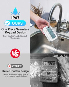 BaldrTherm Real-Time <strong>Clock</strong> Hygrometer Thermometer IP67 Waterproof <strong>Digital</strong> <strong>Timer</strong> for Kitchen White Bathroom <strong>Countdown</strong> Feature - Product Image 4