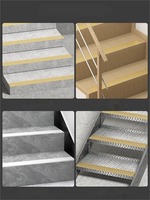 Bande antidérapante en alliage d'aluminium pour escaliers - Bordure auto-adhésive droite pour marches en carrelage, rampes en marbre et marches d'escalier