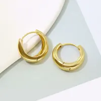 Huggie-pendientes de aro gruesos minimalistas chapados en oro de 18K, joyería sencilla para mujer, venta al por mayor, 2022