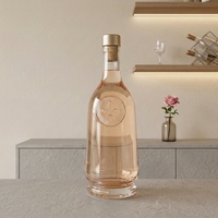 Bouteilles en verre de 750 ml pour brandy et vodka, bouteilles en verre élégantes de forme incurvée, badges gravés personnalisables