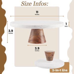 <span class=keywords><strong>2</strong></span> dalam 1 gunakan tiang kue kayu akasia dan pajangan kue bulat 11 inci untuk pernikahan, pesta, penghangat rumah - Product Image 3