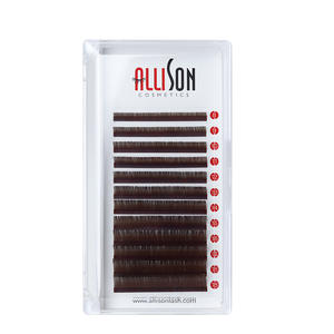 ต่อขนตาสีน้ำตาลต่อขนตา<span class=keywords><strong>เกาหลี</strong></span> PBT ที่กำหนดเองผสมสีขนตาแต่ละส่วนขยาย - Product Image 5