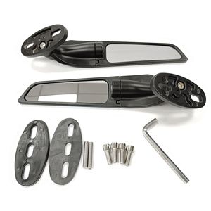 Rearview Mirror With <b>Wing</b> Set <b>Black</b> Plastic Flat Lens For Street Motorcycle Retrofit Upgrade SX 092 - Product Image 1