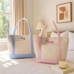 Bolsa de Lona Personalizada con Bordado, Nombres y Texto a Medida, Estilo Moderno, Colores Mixtos, para Playa, Dropship - Product Image 4