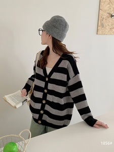 Cardigan d'automne respirant et écologique pour <span class=keywords><strong>femme</strong></span>, style coréen, manches larges, boutons simples, coupe décontractée et extensible - Product Image 6