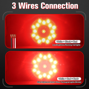 2 feux arrière ronds rouges à 17 LED de 7 pouces avec montage en surface à 4 trous pour camping-cars, camions, remorques, bus, fourgonnettes, étanches IP65 - Product Image 2