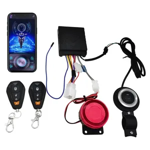 New model high quality 2 remote control engine start one click start phone BT PKE alarm system motorcycle