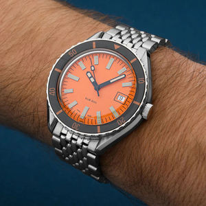 Reloj mecánico automático para hombre de 42mm, reloj de pulsera de acero inoxidable, esfera naranja, cristal de zafiro, resistente al agua hasta 20bar - Product Image 6