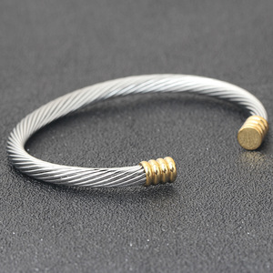 European And American Minimalist 7Mm Braided Cable Fashion Bracelet <b>Titanium</b> Steel Bangle Women's Jewelry - Product Image 3