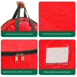 Multi-Size Red PE Lightweight Christmas Wreath Storage Bag with Carry Handles for Garland Decoration Organization - Product Image 4
