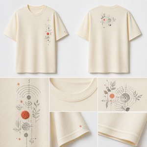T-shirt in cotone a vestibilità comoda personalizzata con stampa originale Sunday Radio Garden e ricamo - Product Image 4