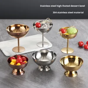 Cuenco de Postre con Base de Acero Inoxidable Pulido Espejo, Lujoso Cáliz Dorado/Oro Rosa para Ensaladas, Helados, Frutas y Decoración de Fiestas - Product Image 1