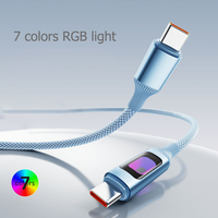 Kabel Data USB C Bercahaya RGB 1.2M 1.8M Tembaga Murni Berlapis Nilon, Pengisian Cepat untuk IOS/Komputer/Kamera Grosir