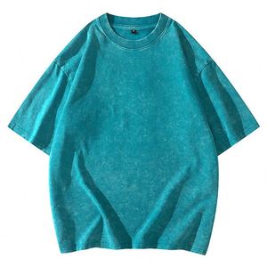 夏季男式美式复古水洗和仿旧短袖t恤五英寸袖上衣 - Product Image 5
