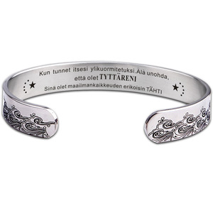 Braccialetti Personalizzati in Acciaio Inossidabile con Incisione Laser, Testo e Immagine Personalizzati, Rigidi, <span class=keywords><strong>Oro</strong></span> e Argento, per Uomo - Product Image 2