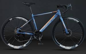 Vélo de route 700C 24 vitesses, cadre en acier carbone, fourche personnalisable, freins à disque doubles, roues en alliage d'aluminium, course - Product Image 6