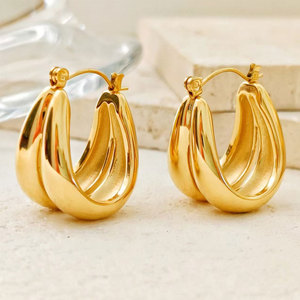 Pendientes de Aro Finos de Acero Inoxidable 316L con Baño de Oro PVD de 14k y 18k para Mujer - Product Image 6