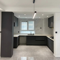 Îlot de cuisine modulaire personnalisé avec évier, en panneau mélaminé ignifuge et écologique, auto-assemblable, blanc, meuble de cuisine moderne pour la maison