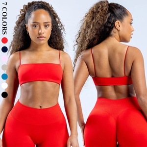 Sujetador Deportivo Corto de Nueva Tendencia para Mujer, de Nailon y Spandex, Alta Elasticidad, Ligero, con Tiras Finas, sin Costuras y Espalda Estilo Beauty Back para Fitness y Yoga - Product Image 1