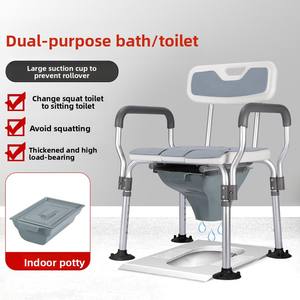 Chaise de toilette portable à poser au sol pour personnes âgées et femmes enceintes, double usage, pour la salle de bain et la maison - Product Image 2