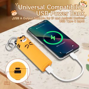 แบตสำรองขนาดเล็กแบบพกพา5000mAh USB Type-C พวงกุญแจรูปสัต<span class=keywords><strong>ว</strong></span>์น่ารักชาร์จไฟ PVC สำหรับกลางแจ้ง Tiger Bison Power Bank - Product Image 3