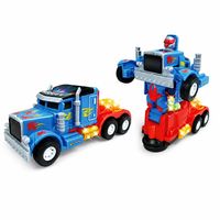 Camion robot semi-remorque durable, non toxique et déformable avec tuyaux d'échappement et moteur doré – Cadeau éducatif pour enfants