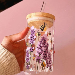 Taza de Vidrio Transparente Esmerilada de 16 oz para Sublimación al por Mayor, con Tapa de Bambú y Pajita para Bebidas y Cerveza - Product Image 4