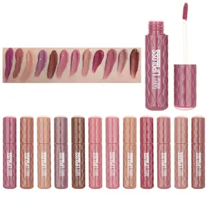 Kiss Beauty 2024 New Fashion Natural Color Matte Lip Gloss Lipstick Set Bulk Wholesale Custom Logo Private Label Packaging Box