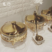 Neues Design Edelstahl-Servierplatten Rund Goldenes Buffet Chafing Warmer Hotel Restaurant Buffet-Set mit Ofenabdeckung