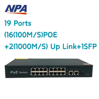 AI PoE Switch 16 Port 10/100Mbps 2 Gigabit Uplink 1 SFP Rack-Montage Watchdog 10,8Gbps IEEE 802.3af/at IP-Kamera CCTV QoS