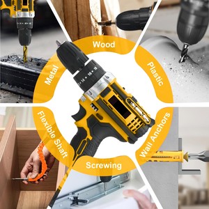 Set Trapano a Percussione e Avvitatore Elettrico Cordless 20V a Velocità Variabile, Diametro Massimo di Perforazione 30mm, Magazzino Locale USA - Product Image 4