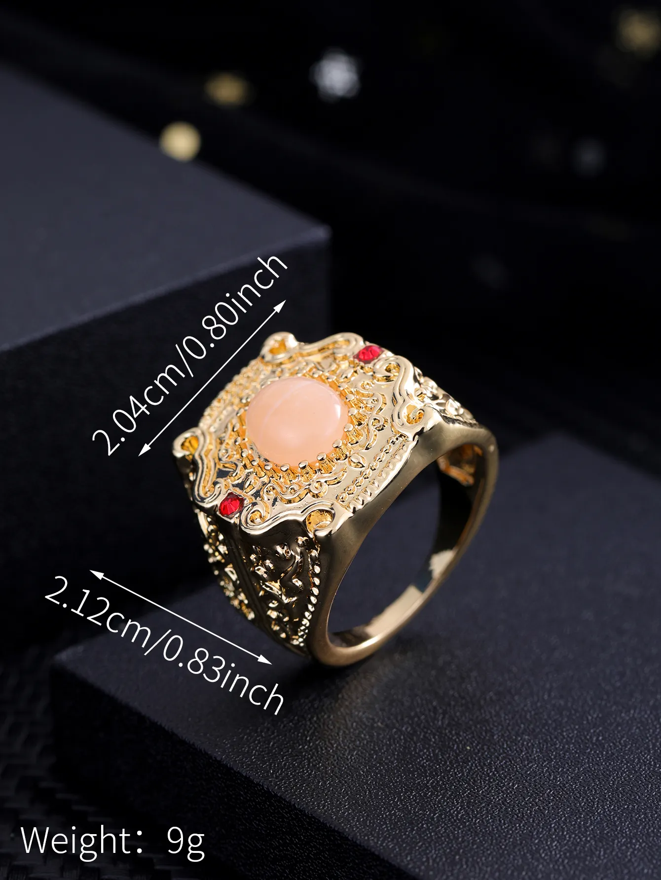 Jewelry Gorgeous and elegant duplex style pink pearl red diamond senior ladies ring