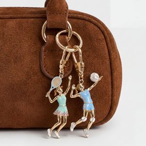 Llavero Deportivo de Esmalte con Figura de Atleta Femenina, Colgante de <span class=keywords><strong>Tenis</strong></span>, Voleibol, Baloncesto, Natación, Ping Pong con Cristales de Imitación - Product Image 1