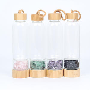 2024 Naturel Énergie <span class=keywords><strong>Elixir</strong></span> Drinkware Bambou Cristal Bouteille D'eau Gravier Pierre Verre Bouteille D'eau - Product Image 2