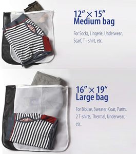 Durable Eco-friendly Reusable Polyester Cotton <b>Drawstring</b> Style <b>Laundry</b> <b>Bag</b> Zipper Foldable Mesh Design Stylish Fabric Washing - Product Image 4